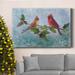 The Holiday Aisle® Winter Cardinal Duet II Premium Gallery Wrapped Canvas - Ready To Hang Metal in Blue | 48 H x 32 W x 1 D in | Wayfair