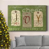 The Holiday Aisle® Joy Tags Premium Gallery Wrapped Canvas - Ready To Hang Canvas, Solid Wood in Blue/Green/Red | 27 H x 18 W x 1 D in | Wayfair