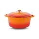 Cast Iron Round Casserole Dishes with Lids Oven Proof - Dutch Oven Cast Iron Capacity 6.7 Liter Size 28cm (Orange)