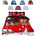 Christmas Bedding Duvet Set – Christmas Greetings – Super King Size Bed (3 Pieces) 3D Print – XMAS Celebration DUVET Cover Bedding with 2 matching Pillowcases (Christmas Greetings, Super King)