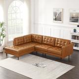 Brown Sectional - Trent Austin Design® Peart 102" Wide Genuine Leather Sofa & Chaise Genuine Leather | 34 H x 102 W x 78.5 D in | Wayfair
