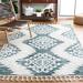 Green/White 63 x 1.97 in Indoor Area Rug - Dakota Fields Moroccan Tassel Shag 652 Area Rug In Green/Ivory Polypropylene | 63 W x 1.97 D in | Wayfair