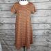 Lularoe Dresses | Lularoe Womens Jacquard Feathers Carly Dress Size Xxs Unicorn Llr.Pit To Pit A | Color: Brown | Size: Xxs