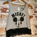 Disney Tops | Disney Official Mickey Mouse Printed Lace Trim Keyhole Back Tank Top | Color: Black/Gray | Size: Xs