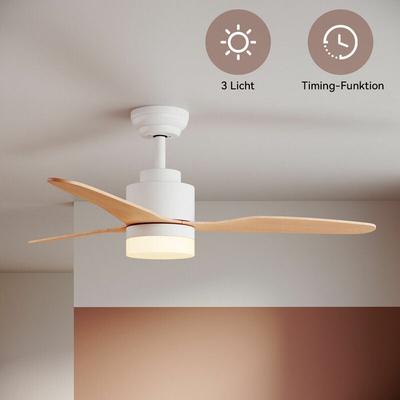 Deckenventilator mit Beleuchtung Fernbedienung 119cm Licht led Weiß 3 Flügel - Sonni