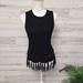 Anthropologie Tops | Anthropologie Pepin Black Sleeveless Fringe Sweater Tank Top | Color: Black | Size: Xs