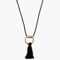 Madewell Jewelry | Madewell Boho Black Tassel Long Fringe Rope Gold Ring Necklace | Color: Black/Gold | Size: Os