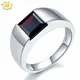 Bague Unisexe en Grenat Noir Naturel Argent Sterling 925 1.9 Carats Bagues en Pierres Précieuses