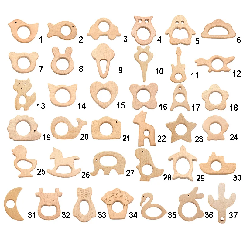 Chengkai — Anneau de dentition en bois pour bébé, lot de 10 pièces, DIY bricolage, organique, écologique, préhension, outil sensoriel, à mâcher, jouet, accessoire
