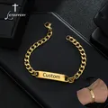 Letdiffery-Bracelets en acier inoxydable personnalisés pour hommes et femmes graver le nom et la