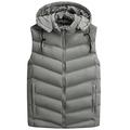 AUBIG Mens Body Warmers Gilet, Mens Zip Up Hooded Jacket, Mens Winter Sleeveless Jacket Hoodie, Body Warmer Down Vest Coat Outwear Gray L