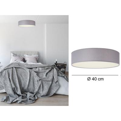 Runde Deckenleuchte, Stoff grau/Abdeckung satiniert, ø 40 cm, ceiling dream