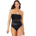 Plus Size Women's Mesh Wrap Bandeau One Piece Swimsuit by Swimsuits For All in Black (Size 18)