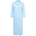 Lady Button Front Sleepwear/Nightwear/Nightie Long Sleeve Full Length Cotton Soft Jersey Knit Notch Collar Nightdress/Nightgown (Light Blue, XXL)