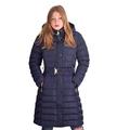 Spindle Womens Long Hooded Padded Puffer Parka Ladies Winter Jacket Coat with Waist Belt and Zip Side Pockets Blue with Belt 20