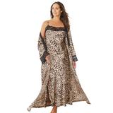 Plus Size Women's The Luxe Satin Long Peignoir Set by Amoureuse in Leopard (Size 2X) Pajamas