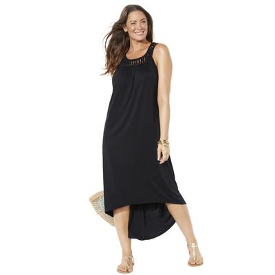 Plus Size Women's Margarita High Low Cover Up Dress by Swimsuits For All in Black (Size 34/36)