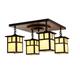 Arroyo Craftsman Mission 17 Inch 4 Light Semi Flush Mount - MCM-5-4T-GW-BZ