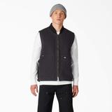 Dickies Men's Stonewashed Duck High Pile Fleece Lined Vest - Black Size XL (TER02)