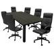 8' Charcoal Rectangular Table w/6 Black Chairs - Conference Set