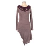 Free People Dresses | Free People Asymmetrical Hem, Body-Con Gray/Wine/Burgundy Dress - Size Med | Color: Gray/Purple | Size: M