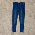 Free People Jeans | Free People Medium Indigo Blue High Rise Raw Hem Cropped Stretch Skinny Jeans 28 | Color: Blue | Size: 28