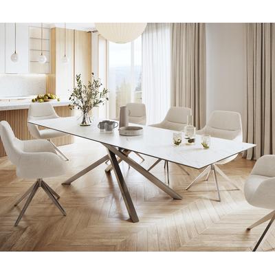 DELIFE Esstisch Edge 300x100cm Keramik Laminam®Statuarietto Weiß Kreuzgestell Rechteck Edelstahl, Esstische Image