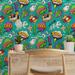 Zoomie Kids Blagnac 126" L x 24" W Peel & Stick Wallpaper Roll Vinyl, Latex in Black/Blue/Green | 24 W in | Wayfair