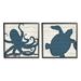 Stupell Industries Nautical Blue Silhouette Octopus Sea Turtle Aquatic Animals 2 - Piece Graphic Art Set in Brown | 17 H x 17 W x 1.5 D in | Wayfair