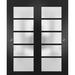 Closet Door - SARTODOORS Quadro Frosted Glass Sliding Closet Doors Wood in Brown | 80 H x 64 W x 1.6 D in | Wayfair QUADRO4002DBD-BLK-64