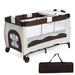 Costway Baby Crib Playpen Playard Pack Travel Infant Bassinet Bed Foldable 4 color-COFFEE