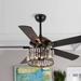 Everly Quinn 52" Modern Black 5-Blade Crystal Chandelier Ceiling Fan w/ Remote & Light Kit Included | 19 H x 52 W x 52 D in | Wayfair