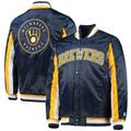 Men's Starter Navy Milwaukee Brewers The Ace Satin Full-Snap Jacket