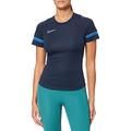 Nike Damen Academy 21 Training Top Women T Shirt, Obsidian/White/Royal Blue/White, XXS EU