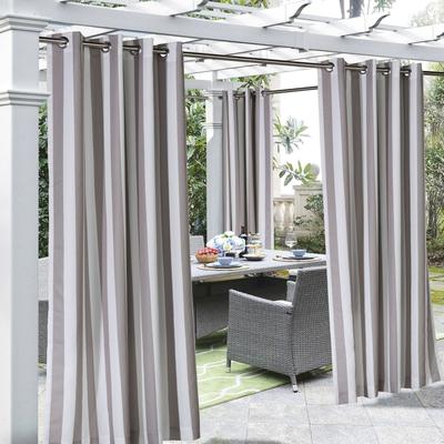 Wide Width Outdoor Decor Coastal Stripe Outdoor Single Grommet Curtain Panel by Commonwealth Home Fashions in Taupe (Size 50