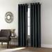 Wide Width Thermaplus Shadow Indoor Single Grommet Curtain Panel by Commonwealth Home Fashions in Black (Size 52" W 95" L)