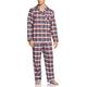 CQR Men's Pyjama Set, 100% Cotton, Drawstring Casual Trousers & Top, Flannel Checked, Soft Pyjama Bottoms with Pockets, Hpj200 1 Pack - Red Blue White Plaid, S