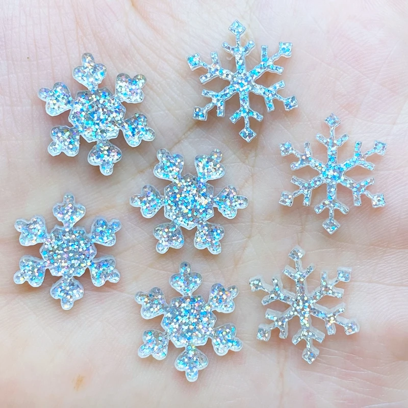 20 pièces nouveau mignon 17mm résine Mini flocons de neige brillants dos plat Cabochons Scrapbooking bijoux à bricoler soi-même artisanat décoration accessoires Q57