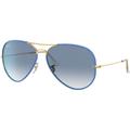 Ray-Ban Aviator RB3025JM Sunglasses Light Blue On Legend Gold 58 RB3025JM-91963F-58