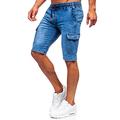 BOLF Men's Bermuda Shorts Cargo Cargo Trousers Destroyed Used Denim Stretch Casual Trousers [7G7] - Blue - M