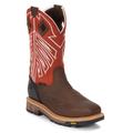 Justin Original Workboots Roughneck 12" WP Square Steel Toe - Mens 10.5 Brown Boot E2