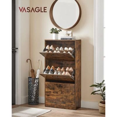 Songmics - vasagle Schuhschrank mit 3 Klappen Schuhregal mit 3 Ebenen 60 x 24 x 120 cm (l x b x h)