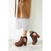 Free People Shoes | Free People Amber Orchard Size 8.5 Leather Wood Clogs Ankle Platform Boots Brown | Color: Brown | Size: 10.5