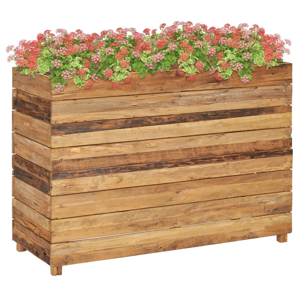 vidaXL Hochbeet 100x40x72 cm Teak Altholz und Stahl Image