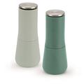 Joseph Joseph Milltop Non-Spill Salt and Pepper Mill Set Refillable with Ceramic Grinding, Sage Green