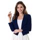 Allegra K Women's Work Office Cropped Jacket Notched Lapel Long Sleeve Open Front Short Blazer Dark Blue 12