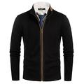 Contrast Color Long Raglan Sleeve Zip-up Cardigan Sweater Knitwear Men L Black 95A21-1