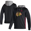 Men's adidas Black Chicago Blackhawks Skate Lace AEROREADY Pullover Hoodie