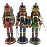 15 inch Black Bejeweled King Nutcracker, Set of 3 - gold