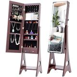 Fashion Simple Jewelry Storage Mirror Cabinet W/ LED Lights,Bedroom